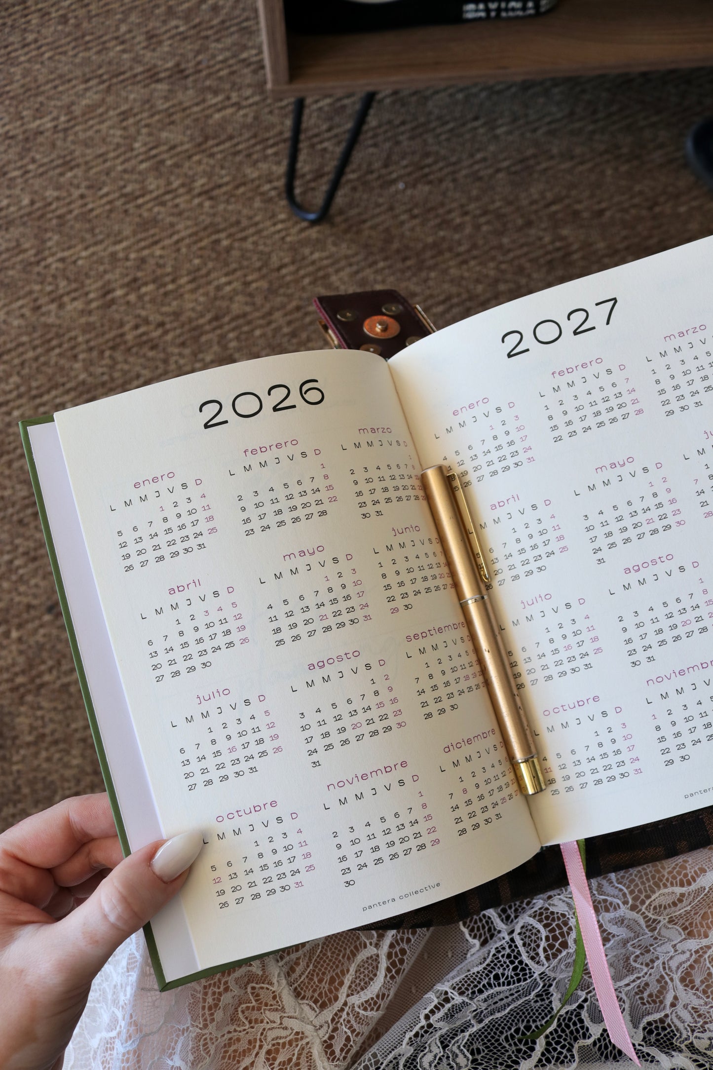 Weekly Planner Green Pink