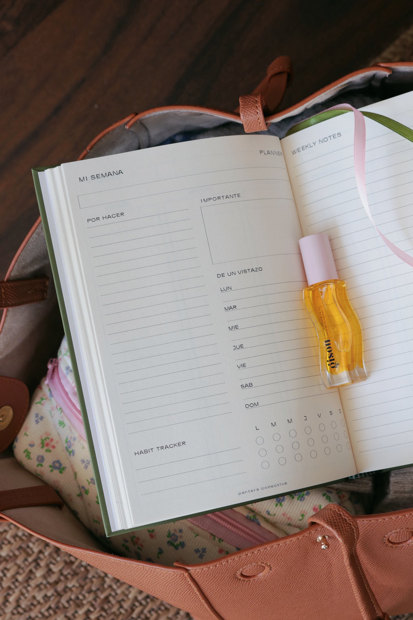 Weekly Planner Green Pink